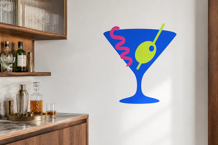 After Dark – Neon-Martini Wandtattoo