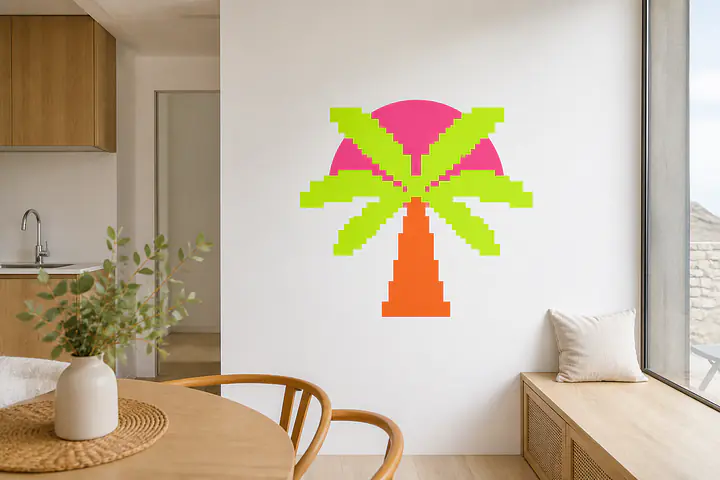 Pixel Palm Wandtattoo