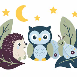 Night Garden – kleine Nachtfreunde Wandtattoo