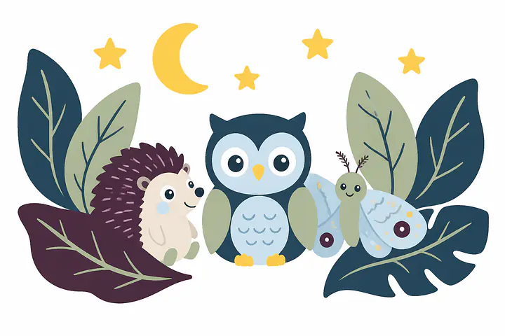 Night Garden – kleine Nachtfreunde Wandtattoo