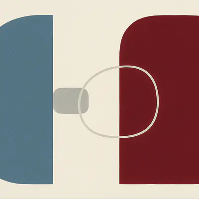 Blue Red Dialogue – Abstract Wall Art in Cool Color Contrast primary image