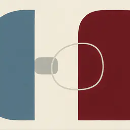 Blue Red Dialogue – Abstract Wall Art in Cool Color Contrast