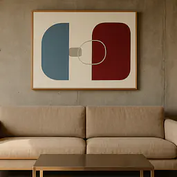 Blue Red Dialogue – Abstract Wall Art in Cool Color Contrast