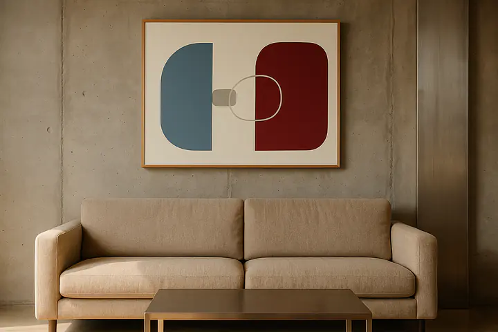 Blue Red Dialogue – Abstract Wall Art in Cool Color Contrast