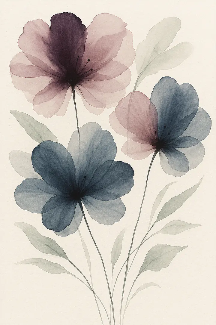 Ink Garden – Abstract Ink Blossoms in Portrait Format