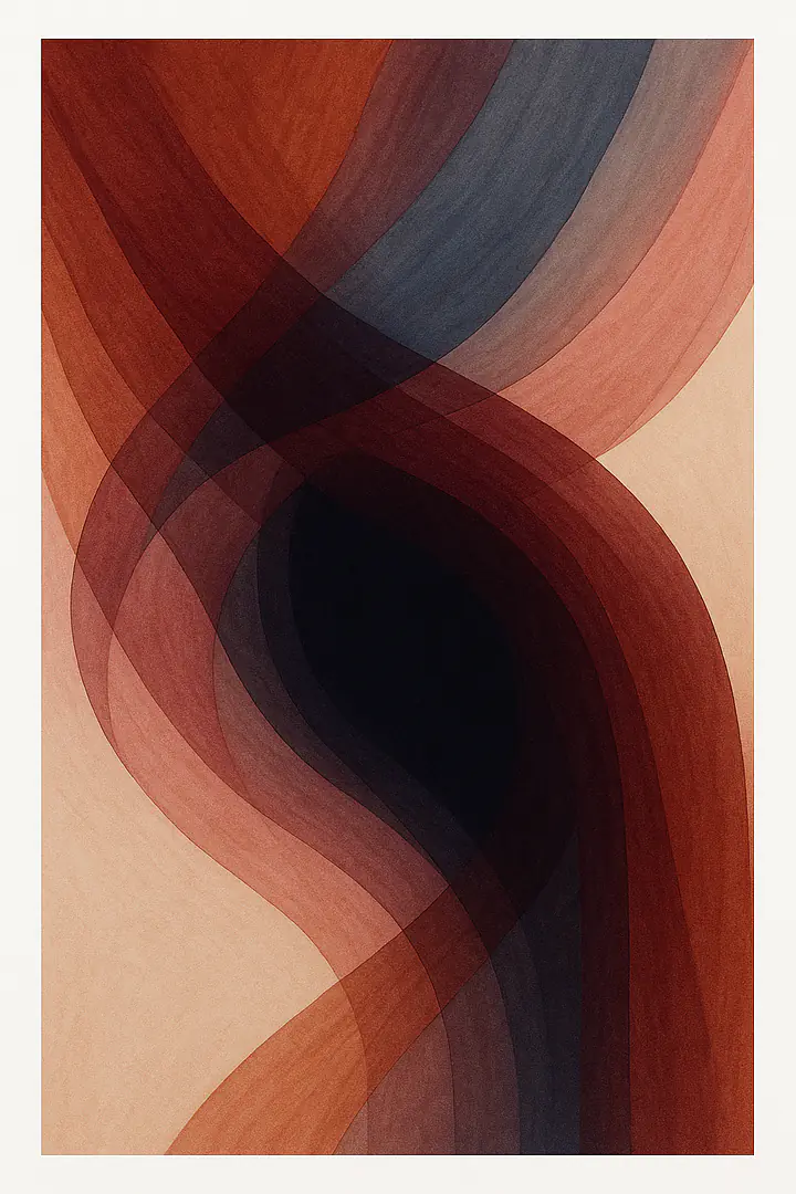 Auburn Veil – Abstract Wall Art with Transparent Color Layers