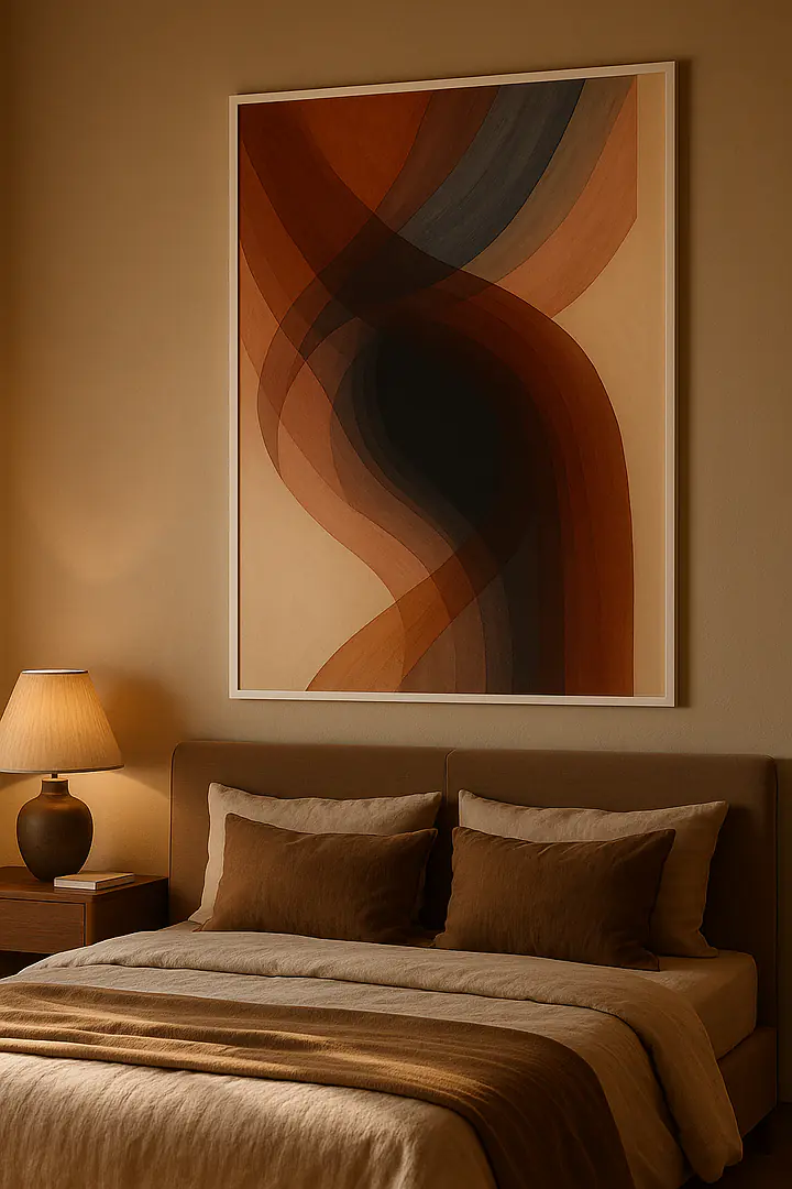 Auburn Veil – Abstract Wall Art with Transparent Color Layers