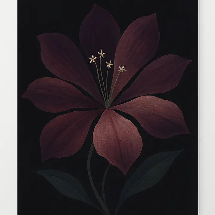 Night Bloom – imaginäre Nachtblüte im botanischen Stil