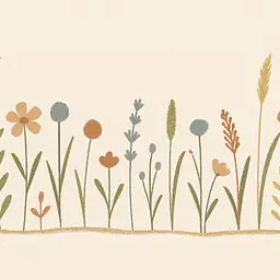 Meadow Rhythm – Abstrahierte Wiesenlinie im Botanical-Stil