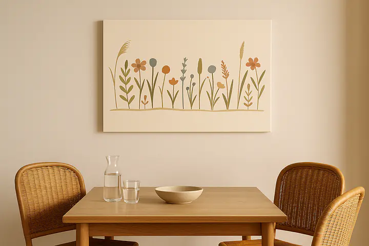 Meadow Rhythm – Abstrahierte Wiesenlinie im Botanical-Stil