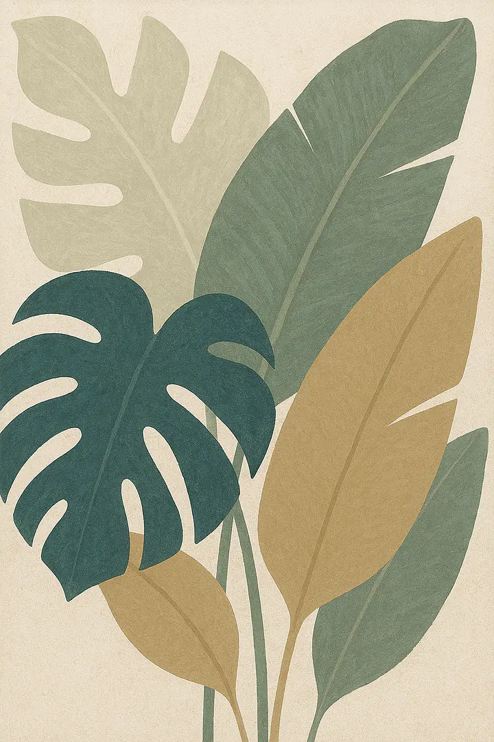 Muted Tropics – ruhige Tropenblätter im Botanical-Stil