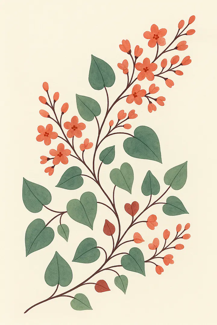 Coral Vine – Rankende Fantasieblüte im Botanical-Stil