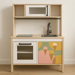 Eiscreme-Salon Designfolie für die rechte Tür der DUKTIG Spielküche