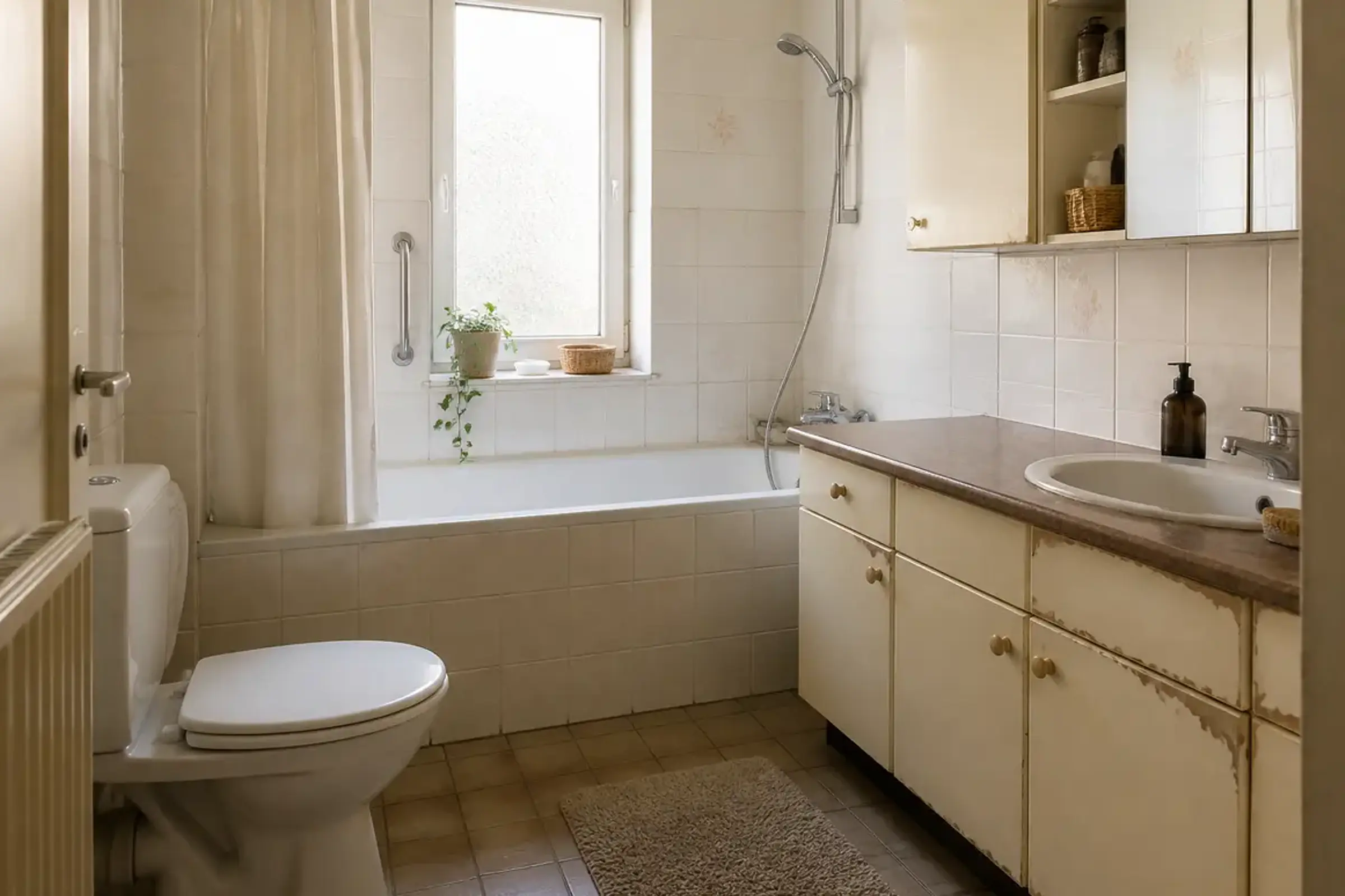 das badezimmer vor dem makeover journey