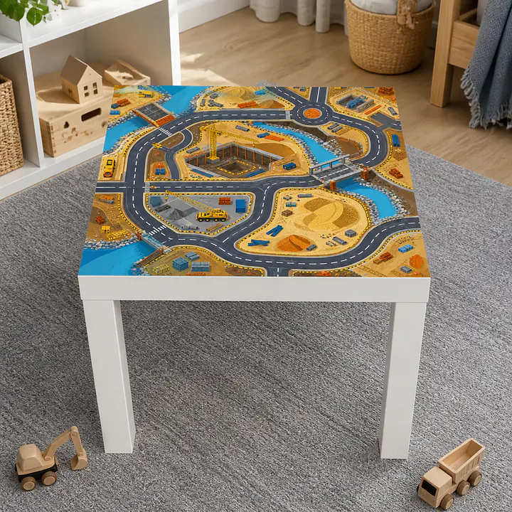 Große Baustelle – formatadaptive Tischfolie für IKEA LACK