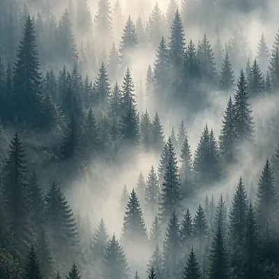 Fog Pines – stiller Morgenwald primary image