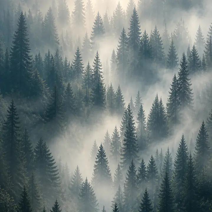 Fog Pines – stiller Morgenwald primary image