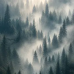 Fog Pines – stiller Morgenwald