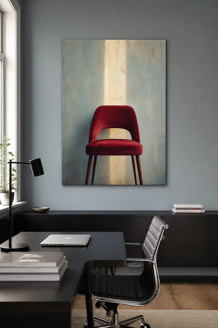 Red Chair — stilles Interior‑Fragment