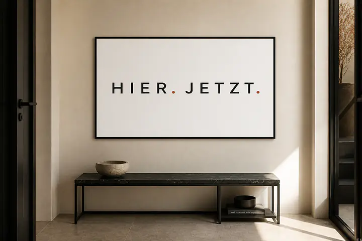 HERE. NOW. – Minimalist Typography Wall Art