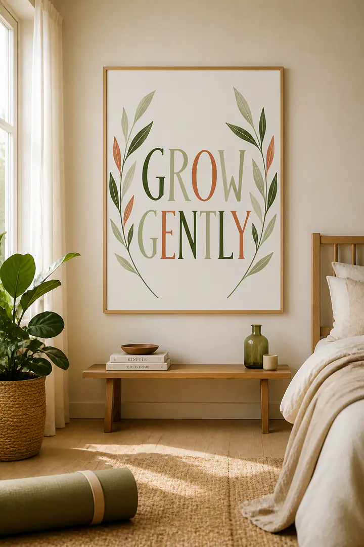 GROW GENTLY – botanisches Lettering