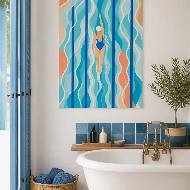 Blue Lanes – abstrakte Schwimmerin secondary image