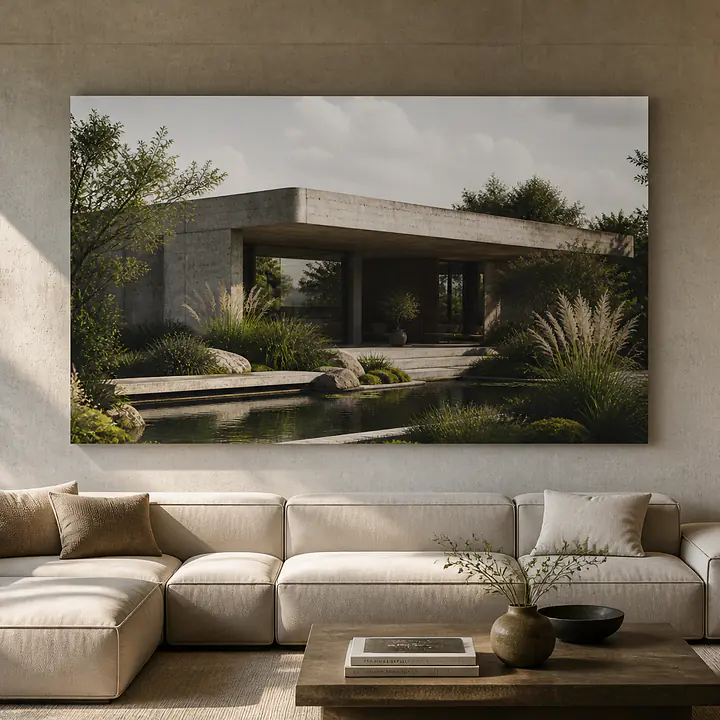 Soft Brutalism – Beton und Garten (Architektur-Wandbild) secondary image