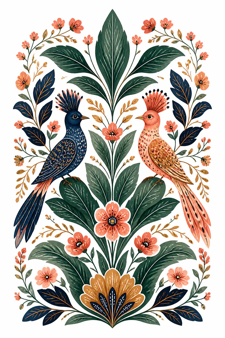 Secret Bird Garden – Fantasiegarten Illustration