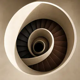Spiral Shadow — abstrakte Wendeltreppe