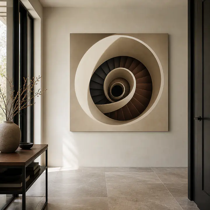 Spiral Shadow — abstrakte Wendeltreppe