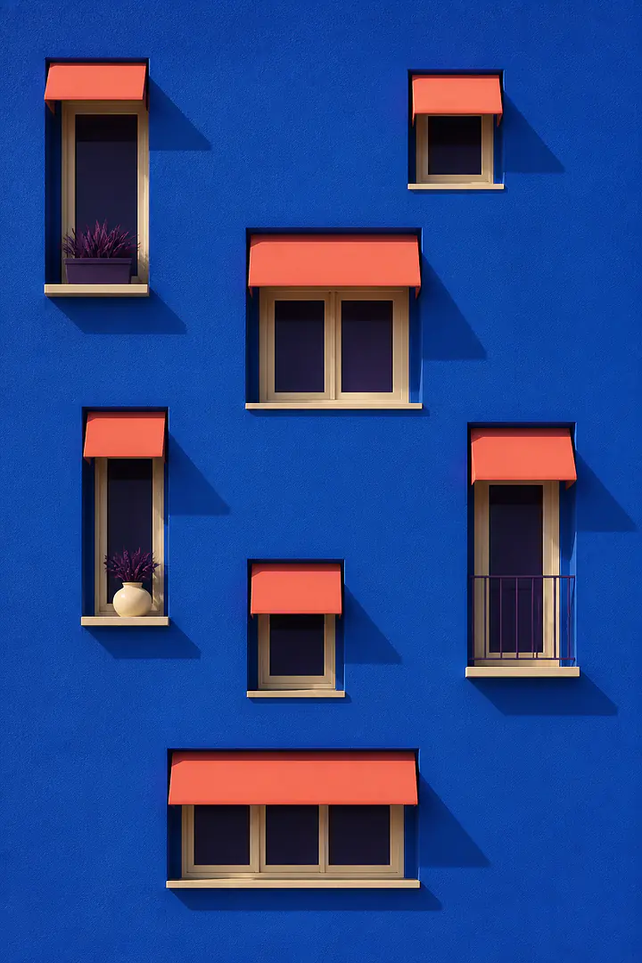 Blue Facade – Fenster‑Rhythmus