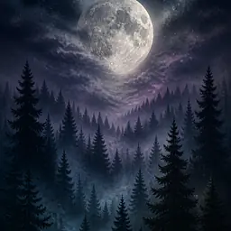 Moon Pines – nächtlicher Nadelwald