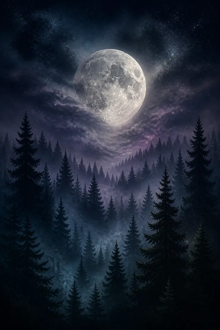 Moon Pines – nächtlicher Nadelwald