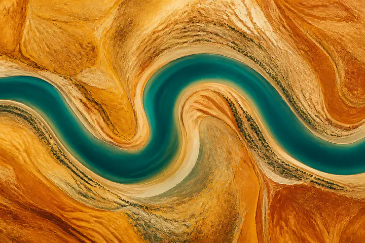 Sunbaked River – ochre-colored River Bend