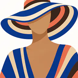 Striped Hat – grafisches Portrait ohne Gesicht