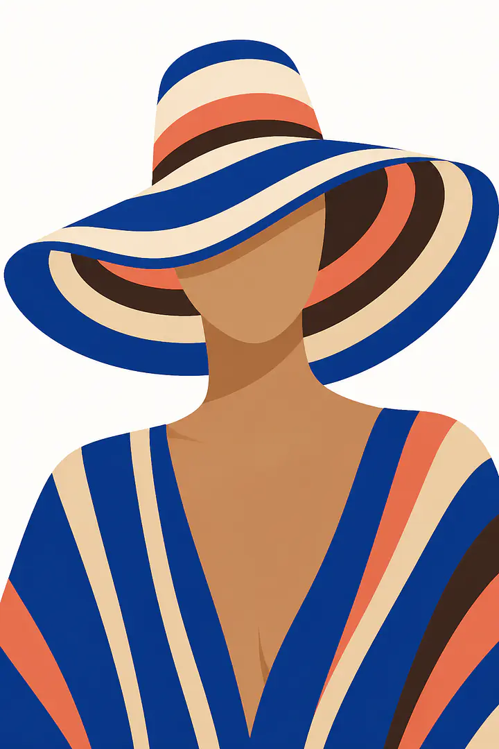 Striped Hat – grafisches Portrait ohne Gesicht