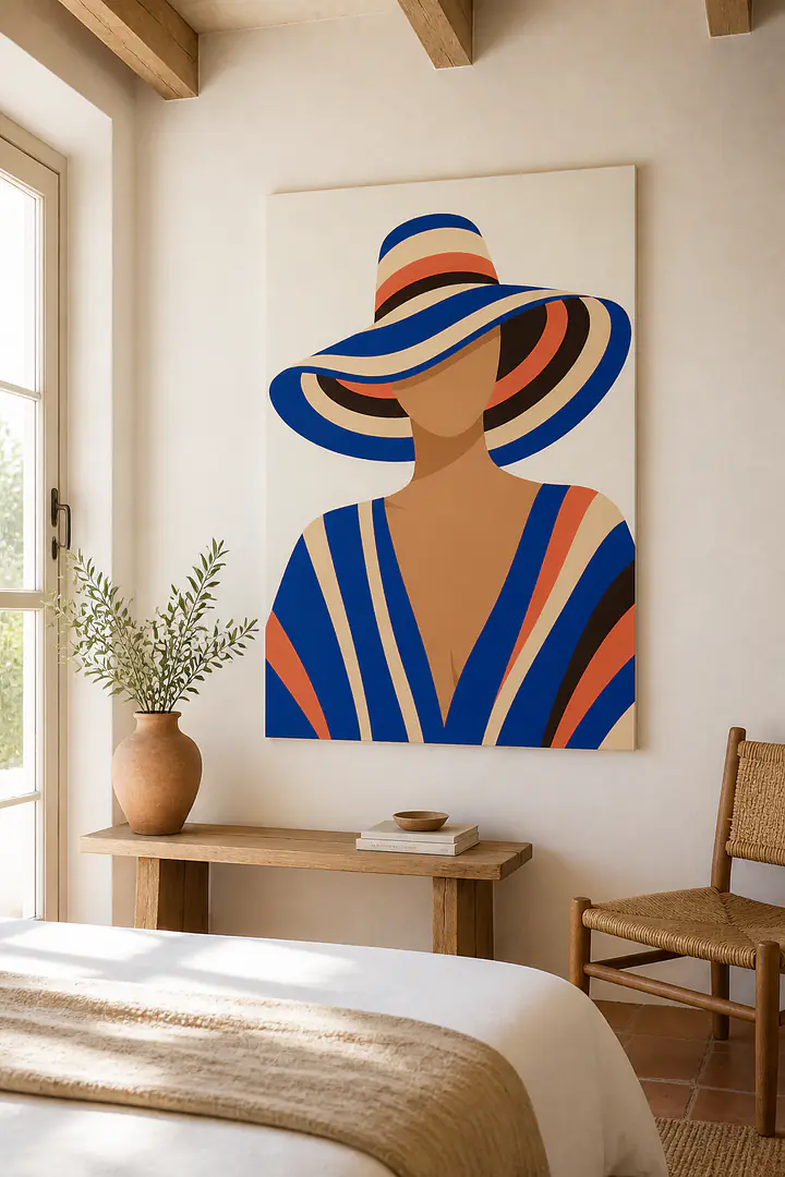 Striped Hat – grafisches Portrait ohne Gesicht