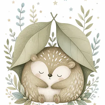Sleepy Forest Friend – Calm Woodland Animal Wall Art primary image