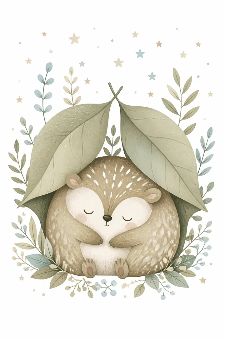 Sleepy Forest Friend – ruhiges Waldtier Wandbild