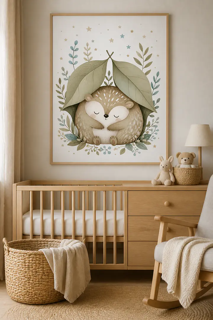 Sleepy Forest Friend – ruhiges Waldtier Wandbild