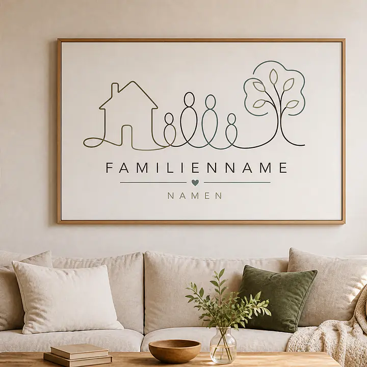 Familienlinie – personalisiertes Wandbild secondary image