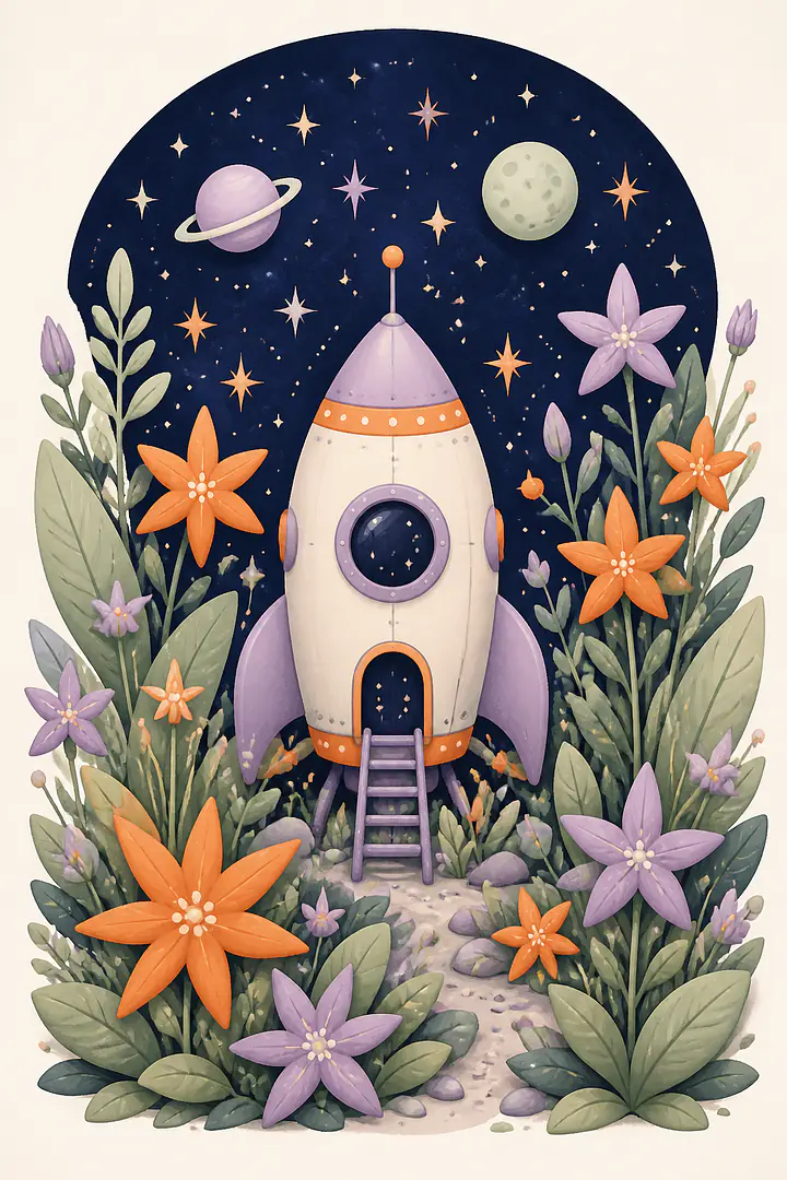 Rocket Garden – Children's Wall Art in an Imaginative Style