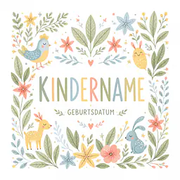 Personalisierbares Wandbild: Kindername im Fantasiegarten