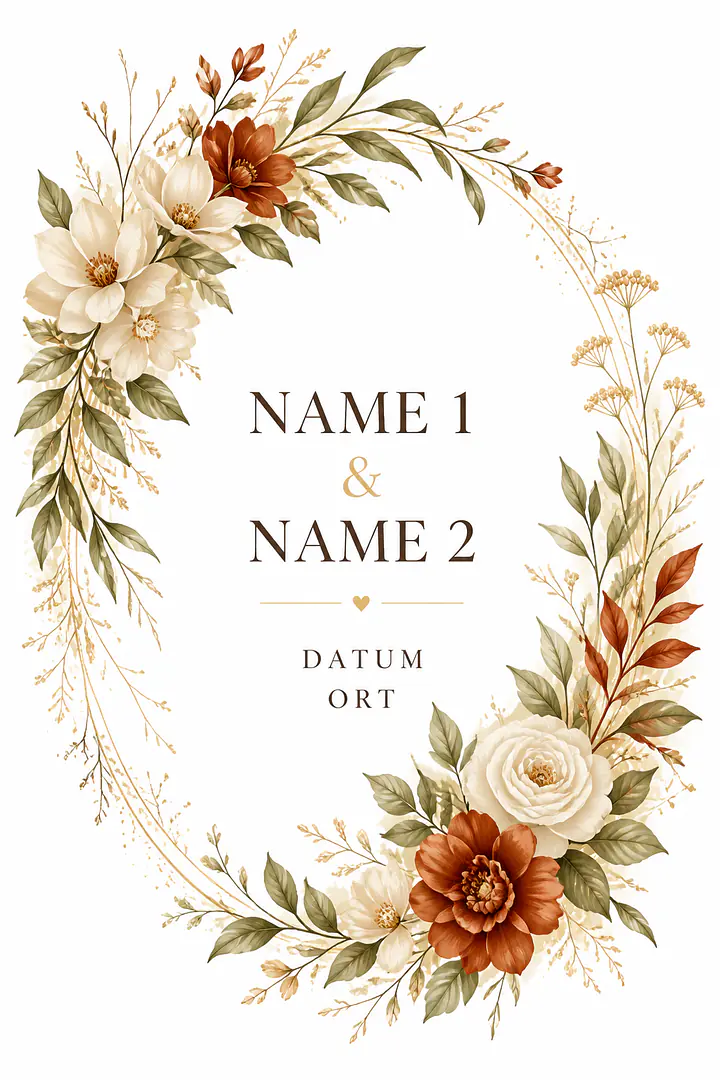 Hochzeitsprint mit botanischem Bogen