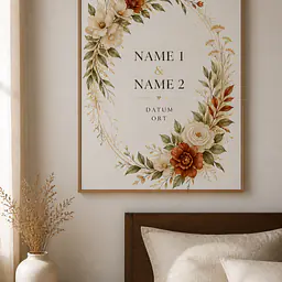Hochzeitsprint mit botanischem Bogen