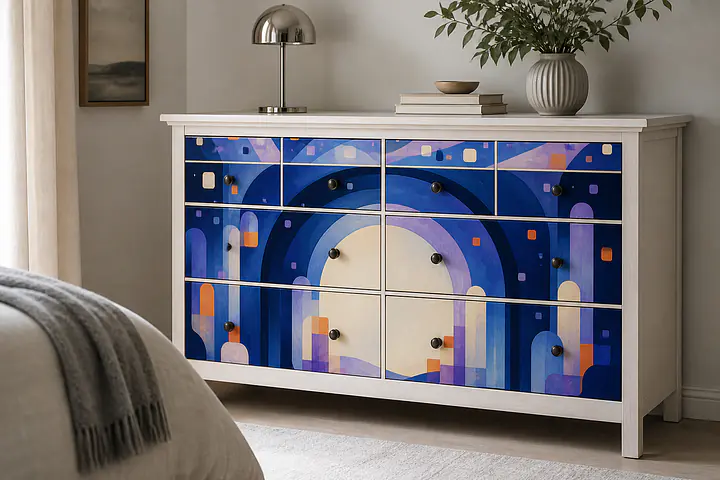 Luminous Window – HEMNES Motivfolie für 8 Schubladen