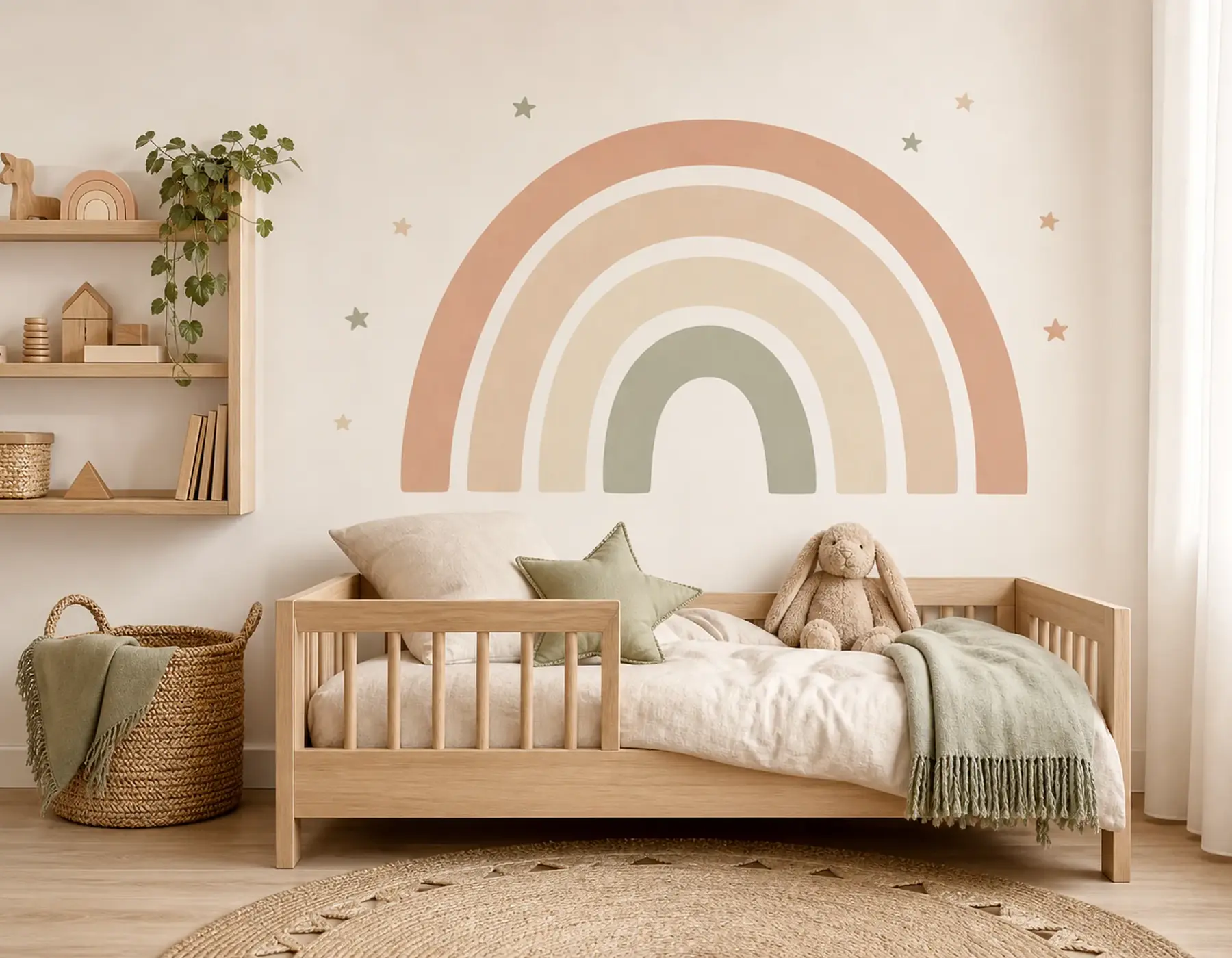 Kinderzimmer mit Regenbogen-Wandtattoo