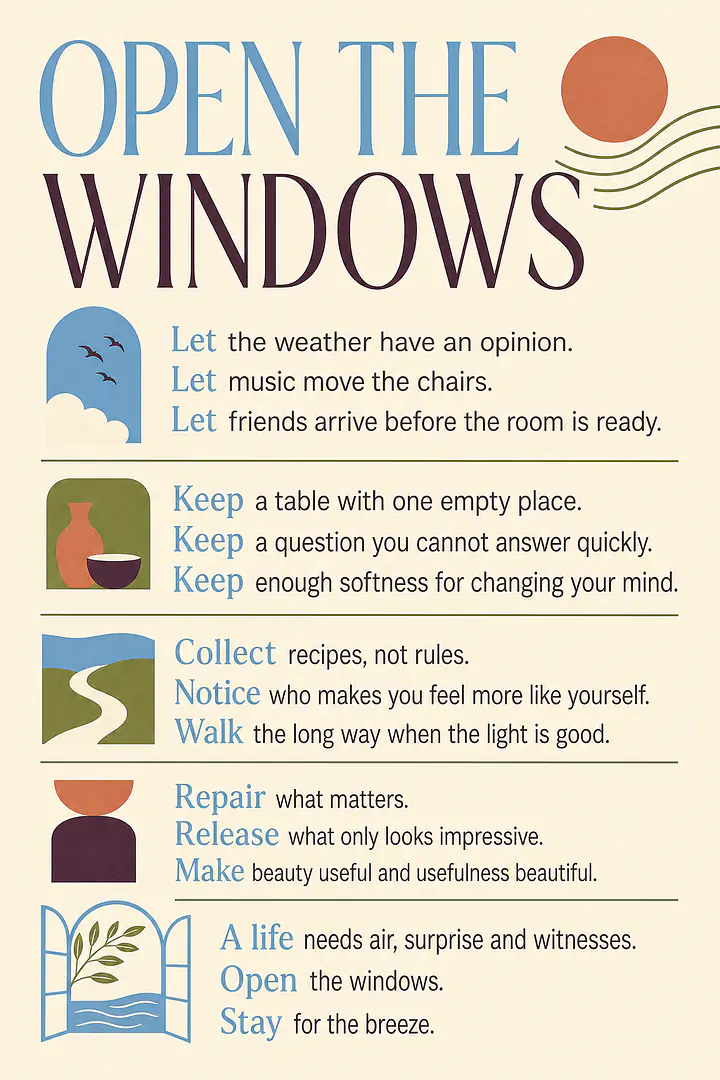 OPEN THE WINDOWS – Rules for a Vibrant Home