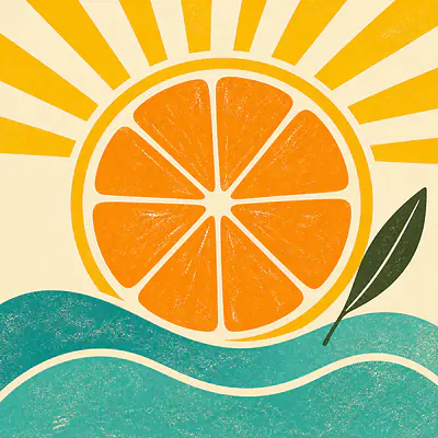 Capri Orange Sun – Mediterranes Retro-Wandbild primary image