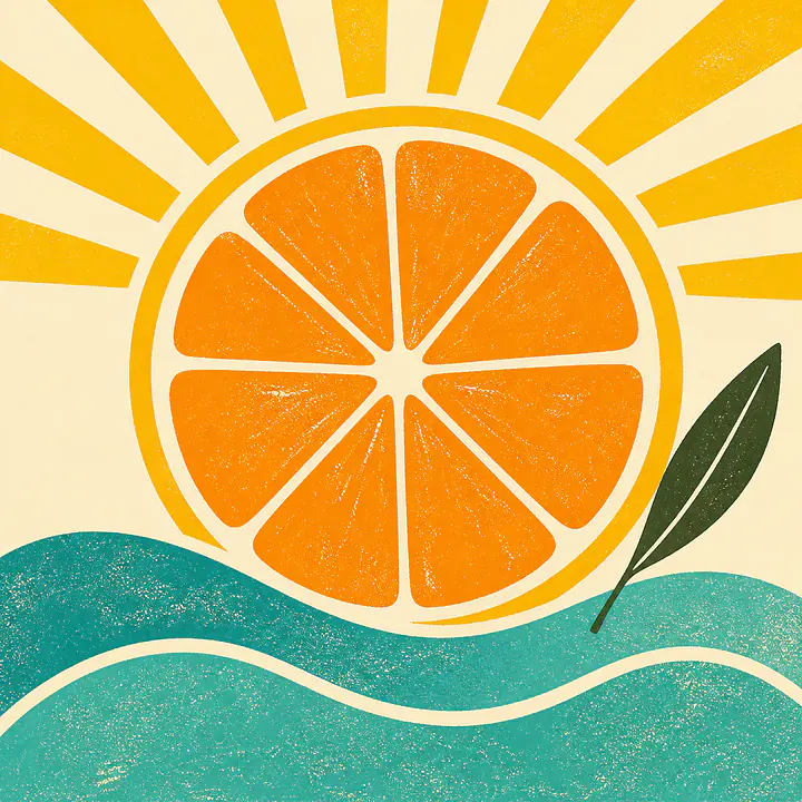 Capri Orange Sun – Mediterranes Retro-Wandbild primary image